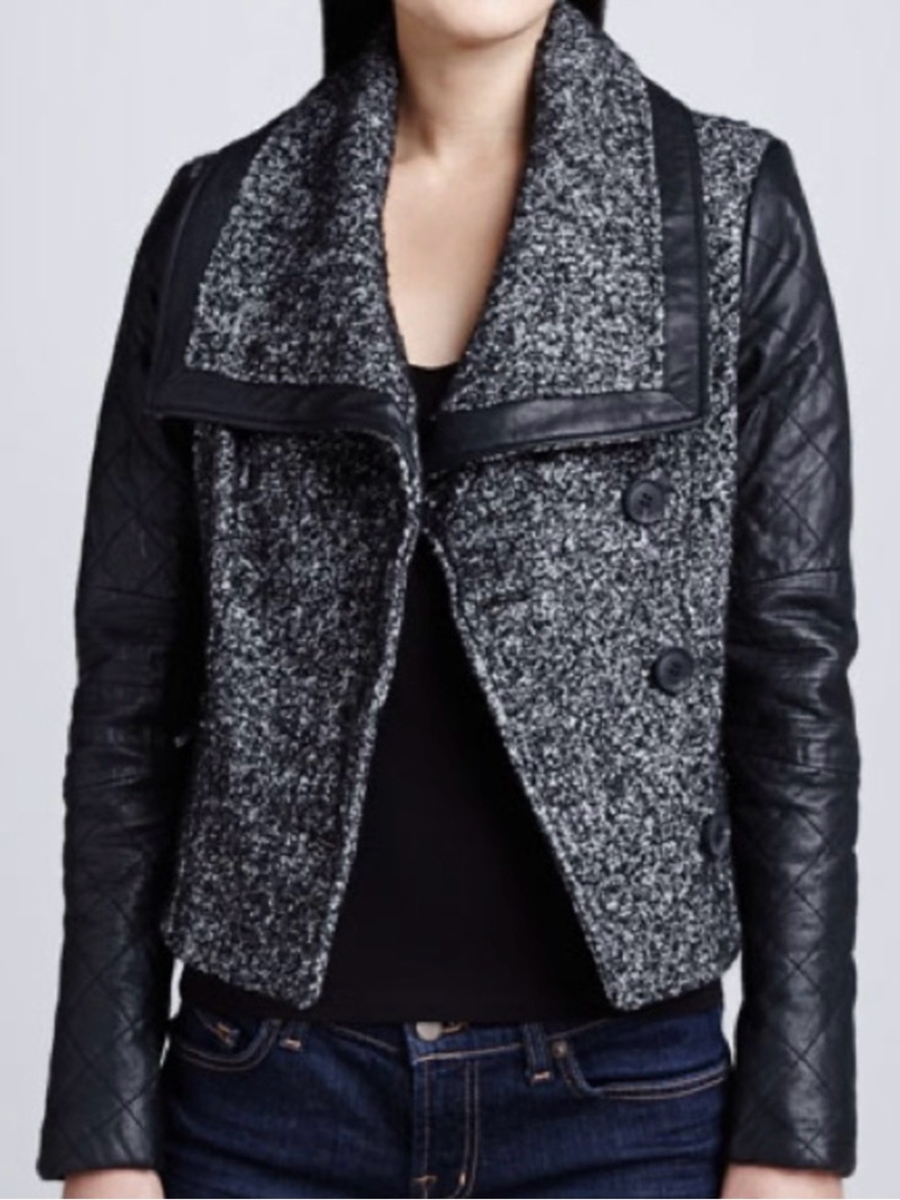 BCBGMaxAzria Mixed-Media Moto Jacket
